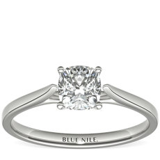 Petite Cathedral Solitaire Engagement Ring in Platinum